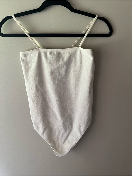 Good American Tops - Good American Cream Ribbed Tank Bodysuit